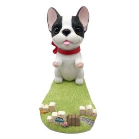 Cute Resin Dog Mobile Phone Support Stand Car Number Plate French Bulldog Cartoon Business Card Holder