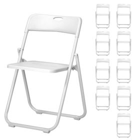 10 Pack Plastic Folding Chairs, Stackable Commercial Chairs, Portable Event Seats Indoor Outdoor for Home Event Party Picnic School Wedding, Whit
