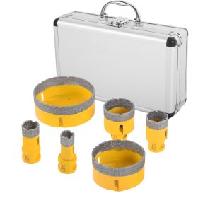 Diamond Hole Saw Kit 6-Piece Diamond Core Drill Bits Set Tile Hole Saw Kit Vacuum Brazed Core Drill Bits for Glass Marble Granite Stone Ceramic B