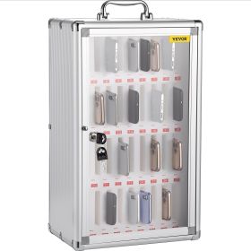 VEVOR 36 Slots Cell Phone Cabinet Silver Aluminum Alloy Pocket Chart Storage Locker Box w/Portable Handle, Key Lock & Handwritten Tags