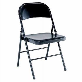 All-Steel Metal Folding Chair, Double Braced, Black