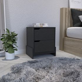 Haines Nightstand with Two-Drawers, End Table with Sturdy Base (Color: Black)