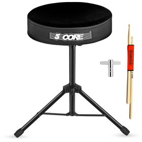 5 Core Drum Throne 3" Thick Padded Comfortable Guitar Stool Drummer Chair Adjustable Musician Seat (SKU: DS 01 VLVT BLK)