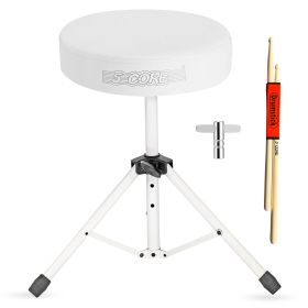 5 Core Drum Throne 3" Thick Padded Comfortable Guitar Stool Drummer Chair Adjustable Musician Seat (SKU: DS 01 WH)