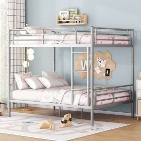 Full Over Full Metal Bunk Bed (Color: Silver)