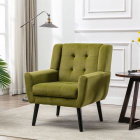 Modern Soft Velvet Material Ergonomics Accent Chair Living Room Chair Bedroom Chair Home Chair With Black Legs For Indoor Home (Color: GREEN)