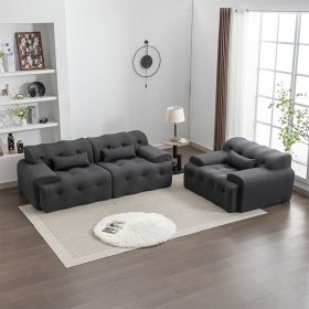 Oversized Couch Modern Living Room Sofa with 26.77 Inch Deep Seat, Extra Large Couches with 2 Pillows Comfy Fabric Tufted Loveseat Sofas 90 Inch (Color: Dark grey)