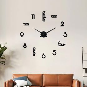 Large Modern Art Deco Wall Clock Silent Acrylic Unique Decorative Wall Clocks for Living Room Bedroom Home Office Hotel Classroom (Black) (Color: Black)