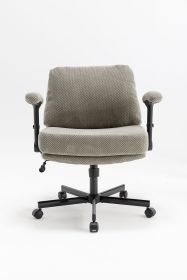 Criss Cross Chair with Wheels and Flip Arms-Comfy Fabric Cross Legged Office Chair with Thick Cushion&Wide Seat (Color: GREEN)